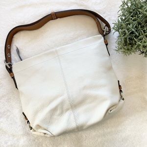 Coach Pebbled White Leather Hobo Bag